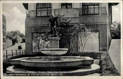 Ak Pößneck in Thüringen, Gänsediebbrunnen