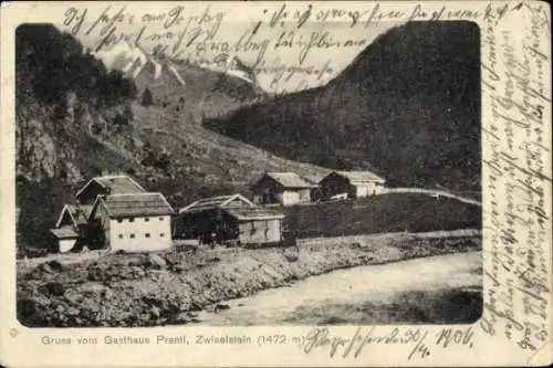 Ak Tirol, Gasthaus Prantl, Panorama mit Zwiselstein