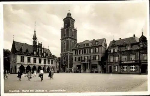 Ak Coesfeld im Münsterland Westfalen, Markt, Rathaus, Lambertikirche