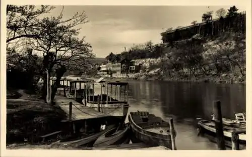 Ak Bad Kösen Naumburg an der Saale, Fluss, Boote, Häuser