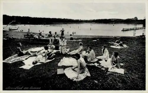 Ak Leipzig Wahren, Strandbad, Auensee, Liegewiese