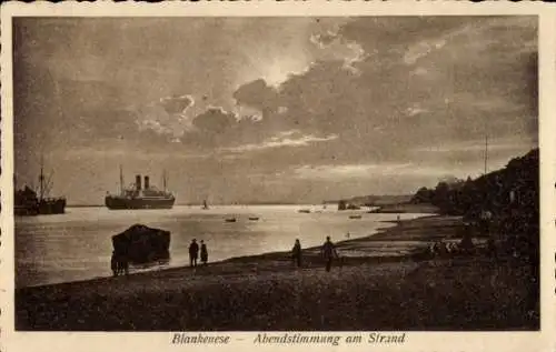 Ak Hamburg Altona Blankenese, Strand, Abendstimmung