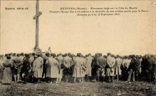 Ak Heippes, Monument erige sur la Cote du Moulin