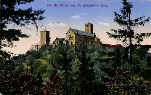 Ak Lutherstadt Eisenach in Thüringen, Wartburg, Blick von der Eisenacher Burg