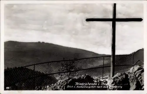 Ak Friedrichroda im Thüringer Wald, Panorama, Inselberg, Blick vom Aschenbergstein, Gipfelkreuz