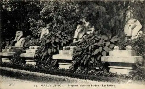 Ak Marly le Roi Yvelines, Eigentum von M Victorien Sardou, Allee des Sphinxes