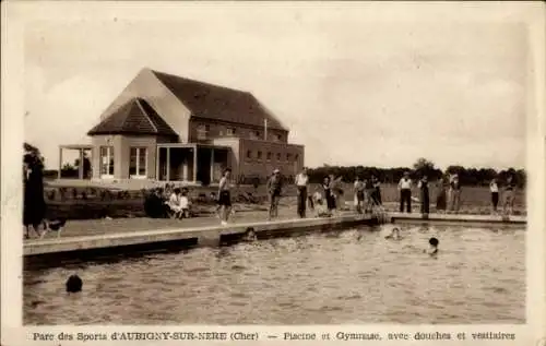 Ak Aubigny sur Nère Cher, Piscine et Gymnase, avec douches et vestiaires