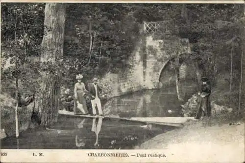 Ak Charbonnières les Bains Rhône, Rustikale Brücke