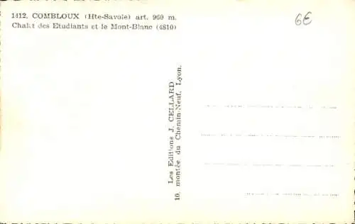 Ak Combloux Haute Savoie, Chalet des Etudiants et le Mont-Blanc