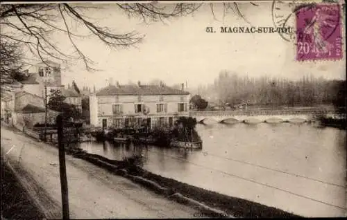 Ak Magnac sur Touvre Charente, Teilansicht, Brücke