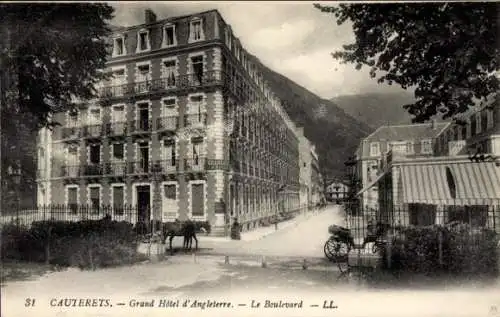 Ak Cauterets Hautes Pyrénées, Grand Hotel d'Angleterre, Le Boulevard