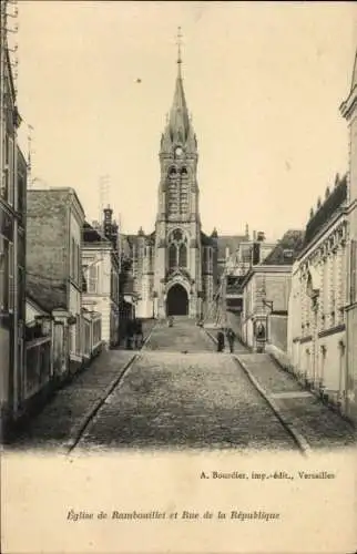 Ak Rambouillet Yvelines, Kirche, Rue de la Republique