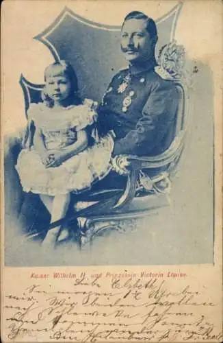 Ak Kaiser Wilhelm II. mit Prinzessin Victoria Luise, Portrait