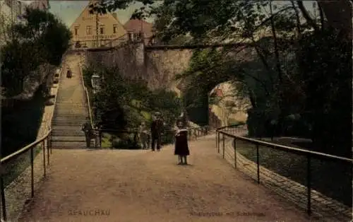 Ak Glauchau in Sachsen, Nikolaibrücke, Schulstraße