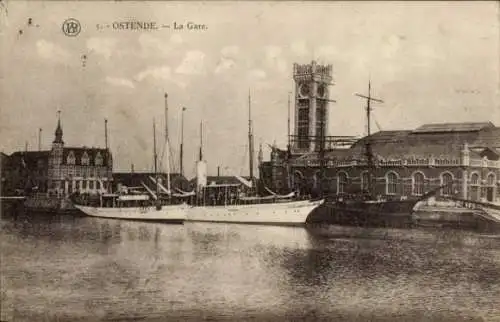 Ak Ostende Ostende Westflandern, La Gare