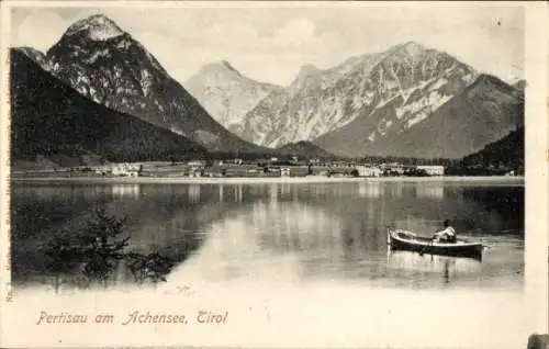 Ak Pertisau Eben am Achensee Tirol, Ruderpartie auf dem See, Ort