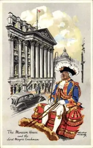 Künstler Ak McKie, Helen, London City England, The Mansion House und The Lord Mayor's Coachman