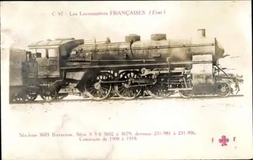 Ak Les Locomotives Francaises, Etat, Französische Dampflokomotive, 3605