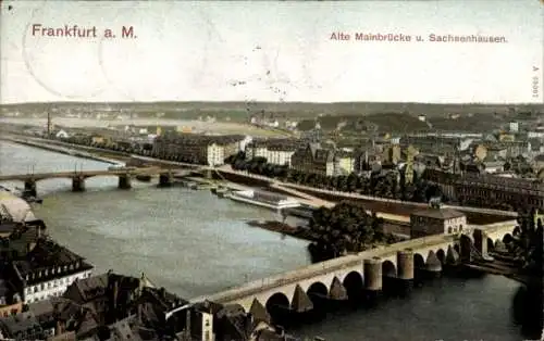 Ak Frankfurt am Main, Alte Mainbrücke, Sachsenhausen