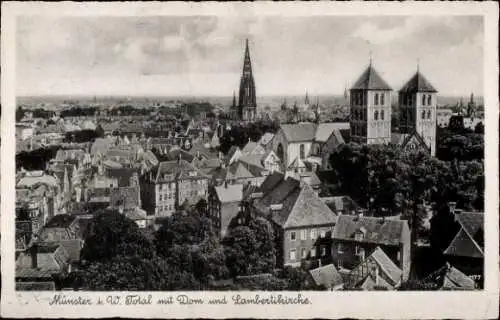 Ak Münster in Westfalen, Totalansicht, Dom, Lambertikirche