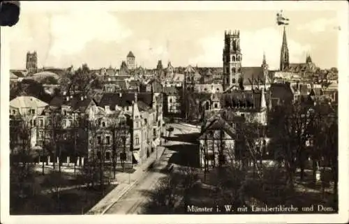 Ak Münster in Westfalen, Teilansicht, Lambertikirche, Dom