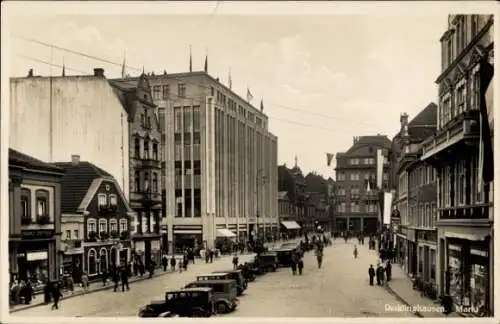 Ak Recklinghausen im Ruhrgebiet, Markt, Autos, Warenhaus Th. Althoff