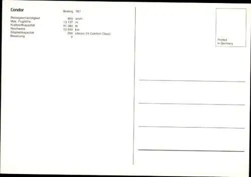 Ak Deutsches Passagierflugzeug, Thomas Cook, Condor, Boeing 767
