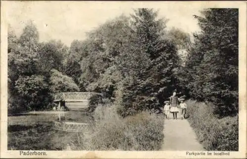 Ak Paderborn in Westfalen, Inselbad, Park
