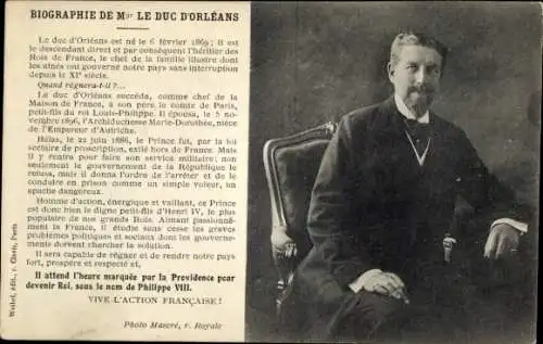 Ak Herzog von Orleans, Biografie