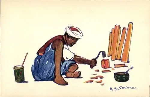 Künstler Ak Sandoz, Maghreb, Araber, Handwerker