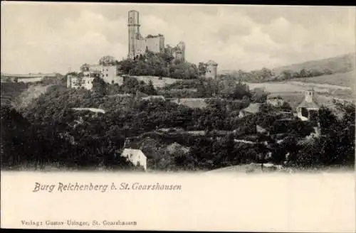 Ak St. Goarshausen, Panorama mit Burg Reichenberg