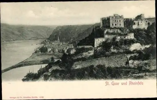 Ak St. Goar am Rhein, Panorama, Rheinfels