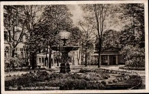 Ak Neuss am Rhein, Teilansicht, Promenade, Brunnen