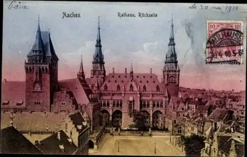 Ak Aachen, Rathaus, Rückseite