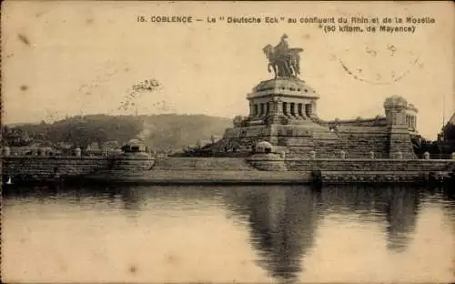 Ak Koblenz am Rhein, Deutsches Eck, Denkmal