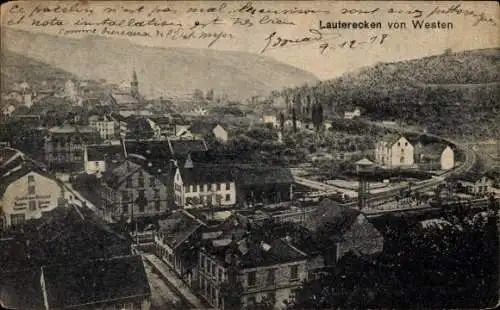 Ak Lauterecken in Rheinland Pfalz, Blick von Westen, Bahnstrecke, Wasserturm