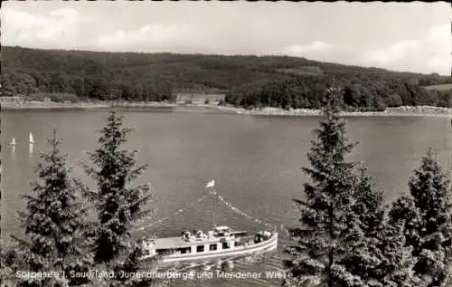 Ak Langscheid am Sorpesee Sundern im Sauerland, Jugendherberge, Mendener Wiese