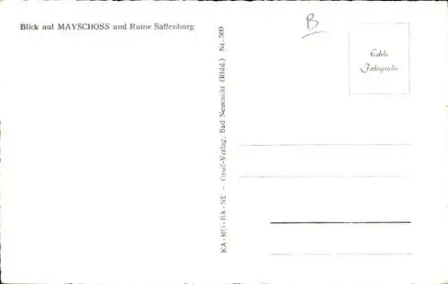 Ak Mayschoß an der Ahr, Gesamtansicht, Ruine Saffenburg
