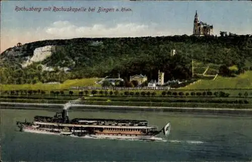 Ak Bingen am Rhein, Rochusberg, Rochuskapelle, Dampfer