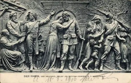 Ak Rüdesheim am Rhein, Niederwald Nationaldenkmal, Der Abschied, Relief