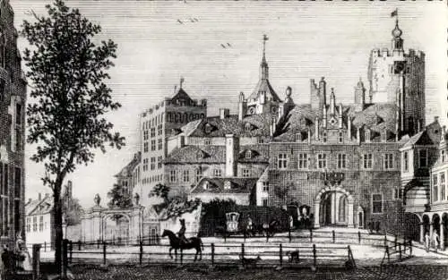 Ak Kleve am Niederrhein, Schlosseinfahrt um 1750