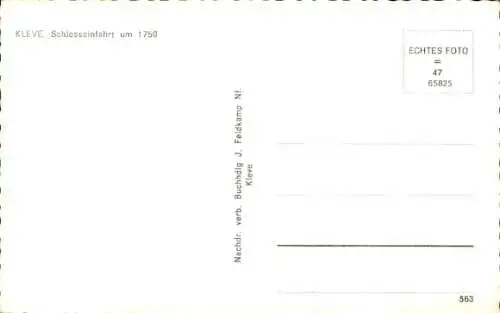 Ak Kleve am Niederrhein, Schlosseinfahrt um 1750