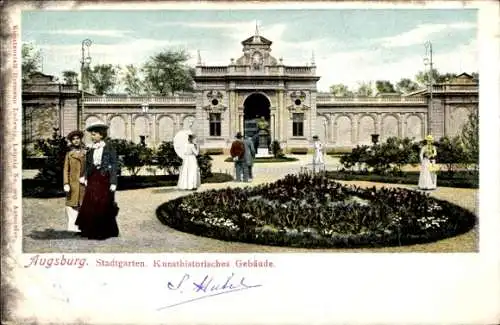 Ak Augsburg in Schwaben, Stadtgarten, Kunsthistorisches Gebäude