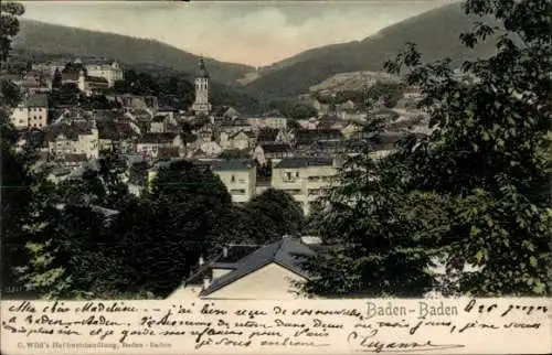 Ak Baden Baden am Schwarzwald, Panorama, Turm