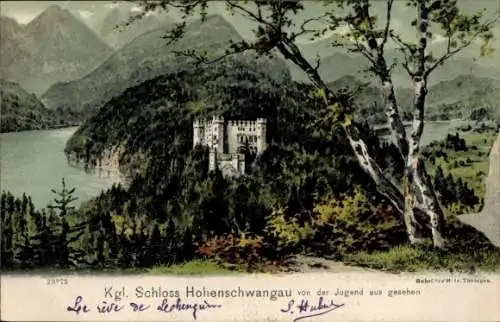 Ak Hohenschwangau Schwangau im Ostallgäu, Königliches Schloss Hohenschwangau