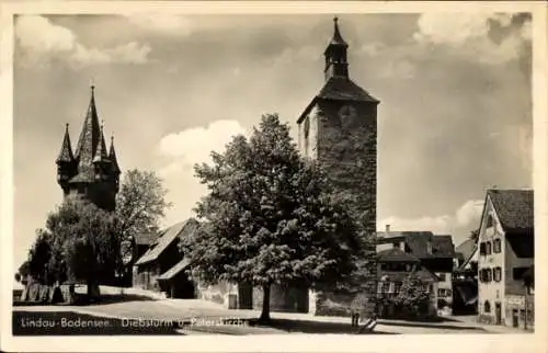 Ak Lindau am Bodensee Schwaben, Diebsturm, Peterskirche