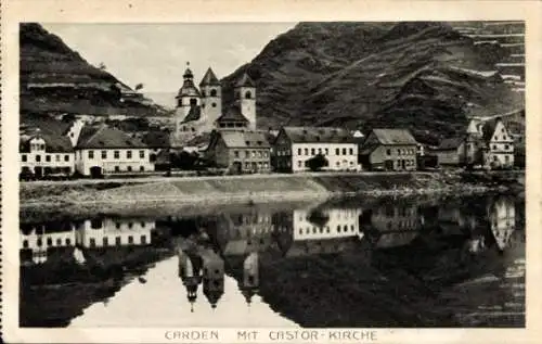 Ak  Karden an der Mosel, Castor-Kirche, Wasserspiegelung