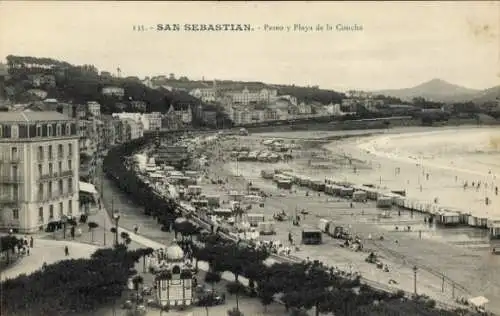 Ak Donostia San Sebastián Baskenland, Paseo und Playa de la Concha