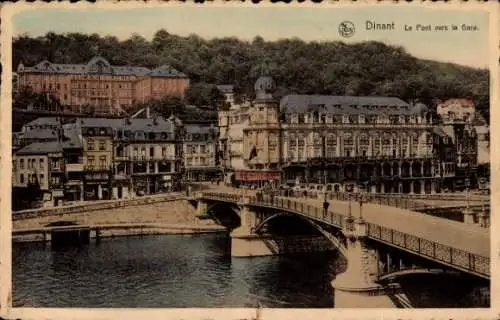 Ak Dinant Wallonie Namur, Brücke zum Bahnhof