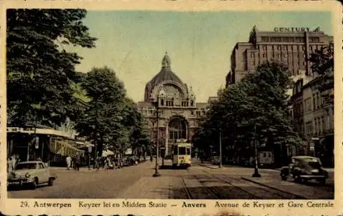 Ak Antwerpen Antwerpen Flandern, Avenue de Keyser, Hauptbahnhof